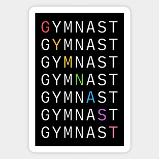 GYMNAST Rainbow Text - White Magnet